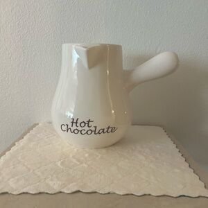 Bonjour (William Sonoma) Hot chocolate white pitcher/pot 6.5” H